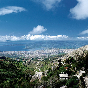 View from Makrinitsa to Volos and the Pagesetic Gulf, always enchanting with every season, hour, weather, lighting and mood.