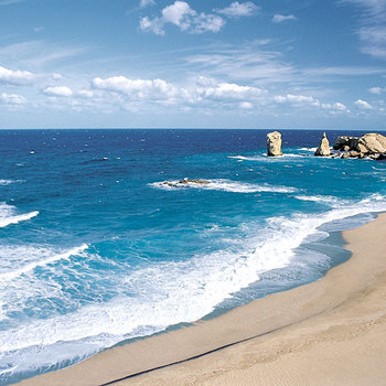 Melani. One of the last virgin beaches of Pelion. Only a few human footsteps are leaving their tracks on the sand laid by the waves.